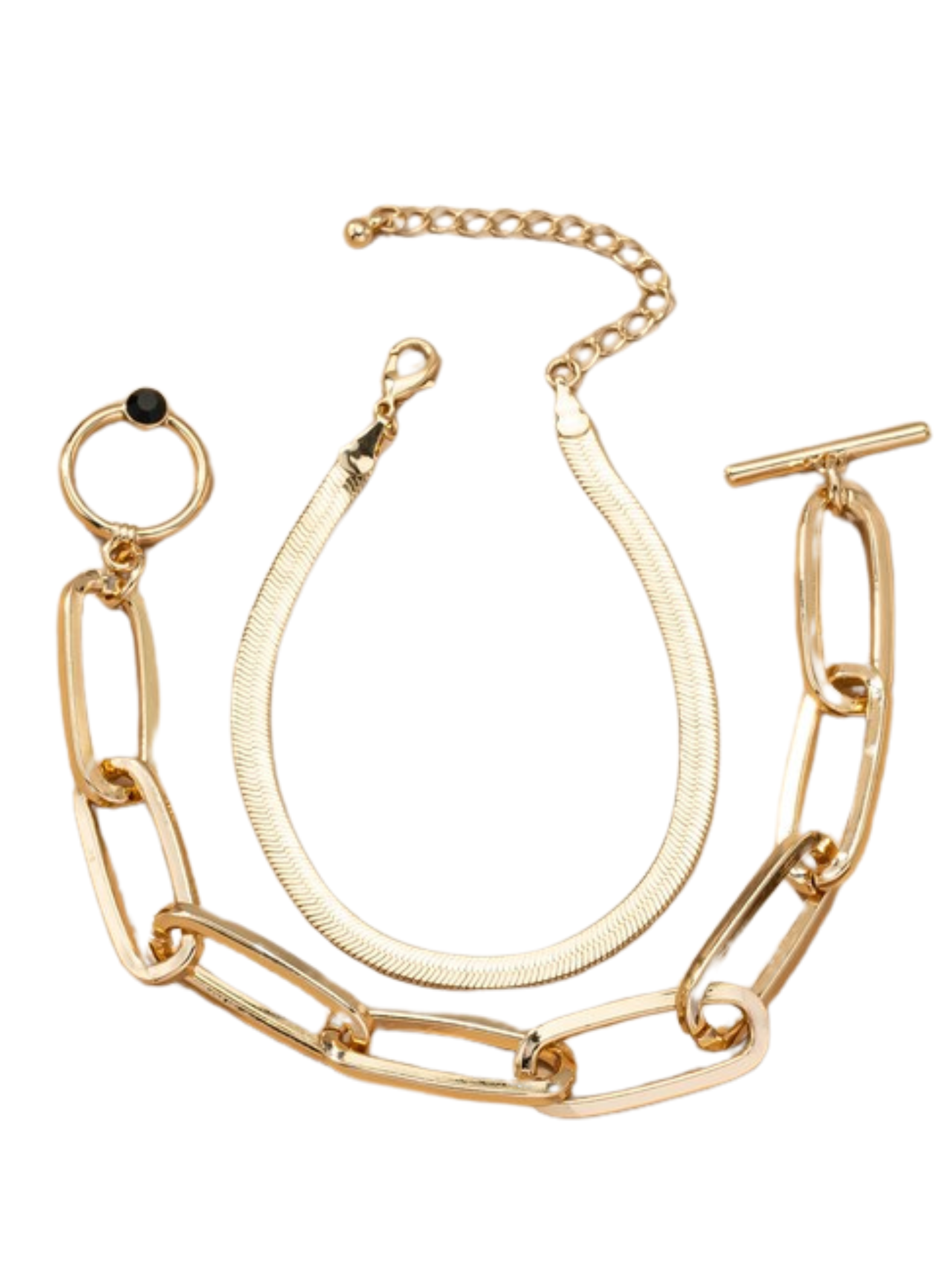 GOLD CHUNKY CHAIN BRACELET SET.