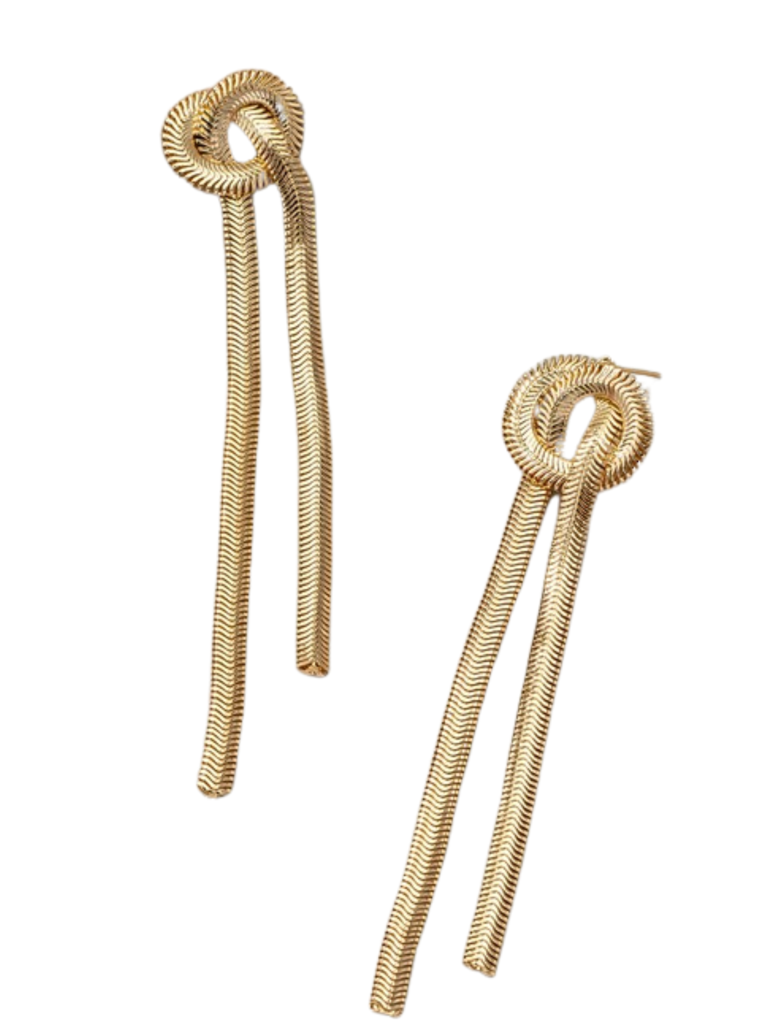 GOLD CHAIN KNOT DROP EARRINGS.
