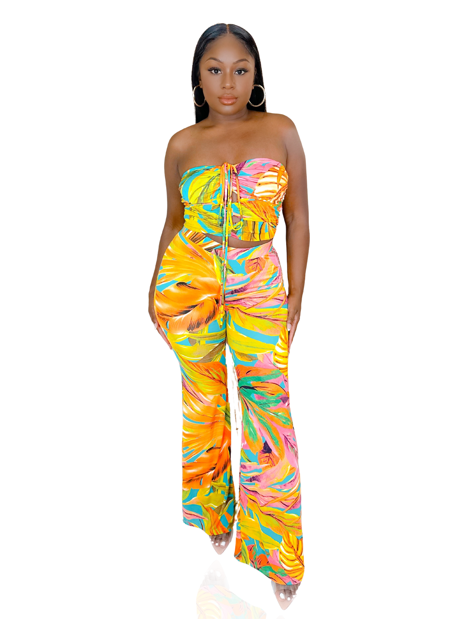 HIBISCUS ISLAND PRINTED PANTS SET (MULTI)