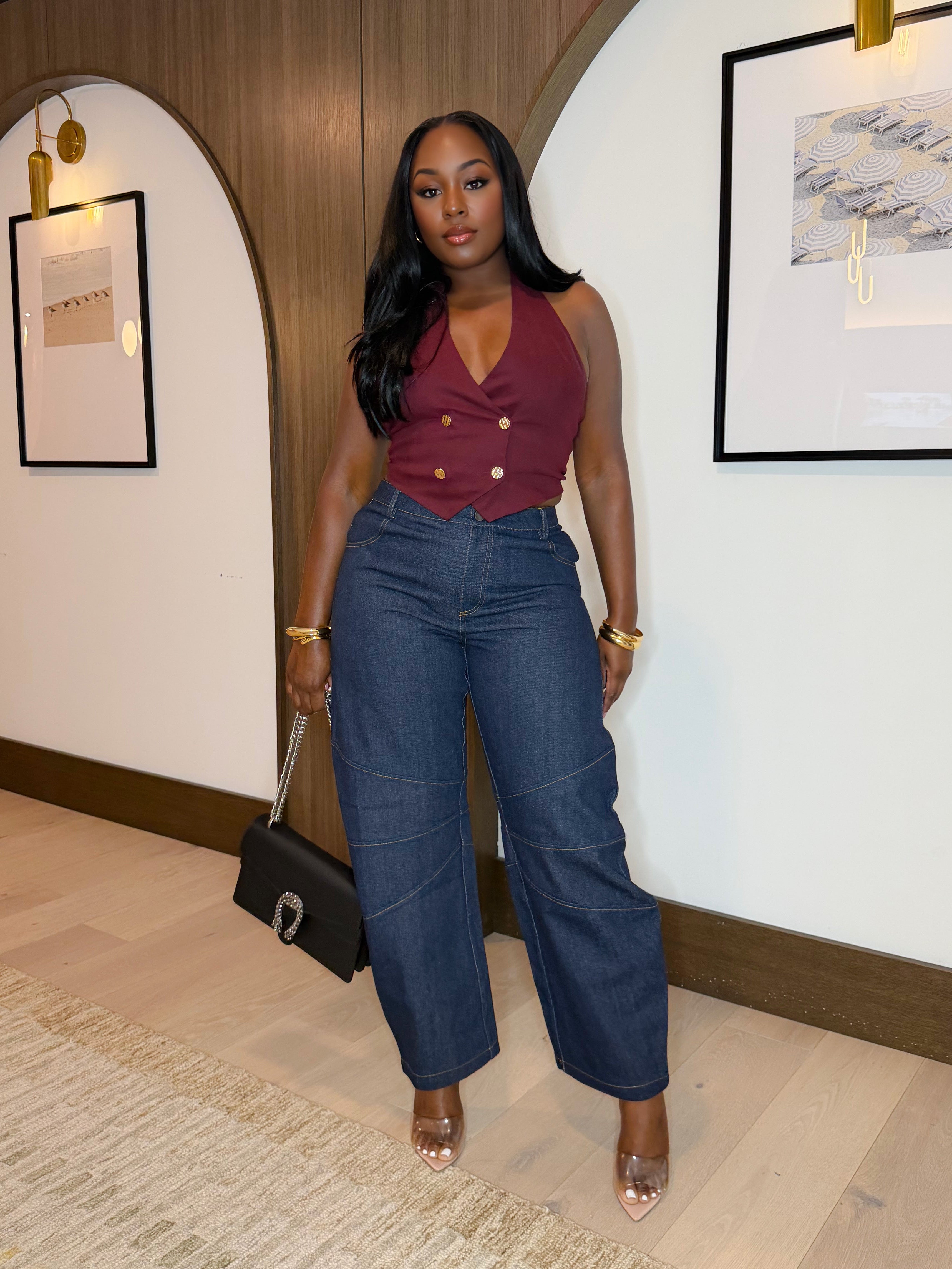 SHE IS AN ICON BARREL DENIM PANTS