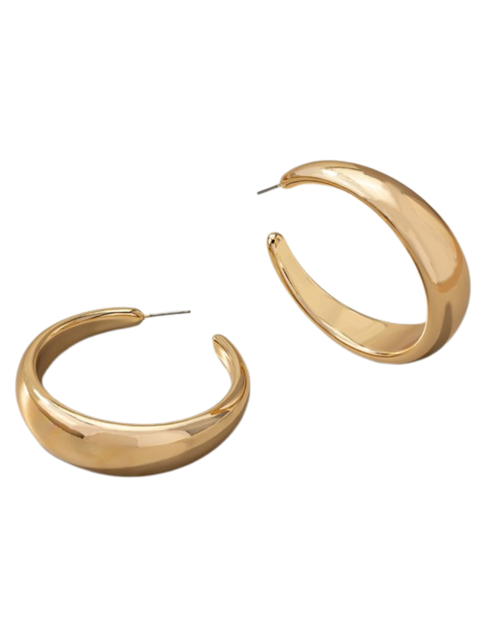 GOLD LARGE HOLLOW PUFFY HOOF EARRINGS.
