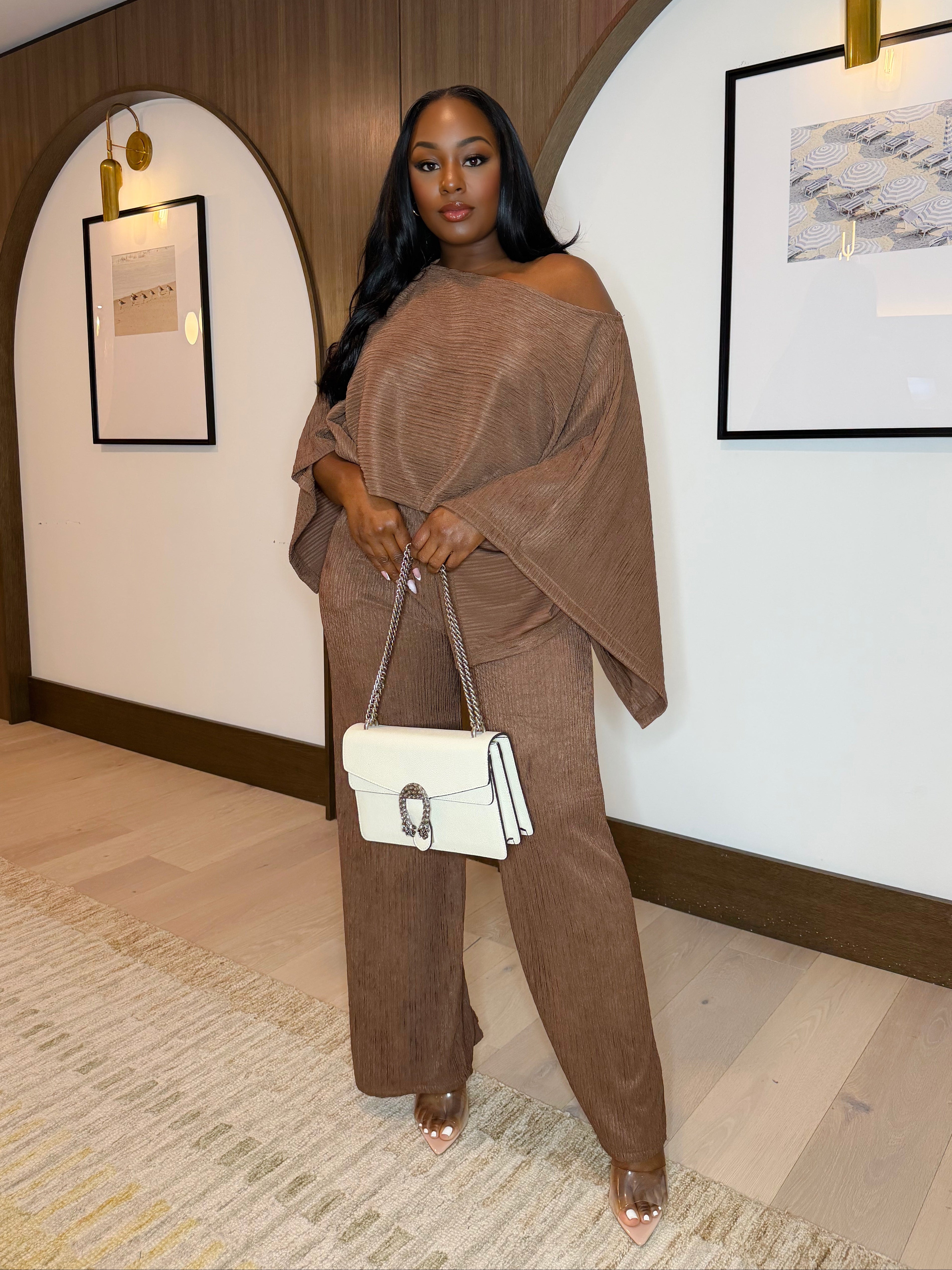 SOFT ERA PANTS SET (BROWN)