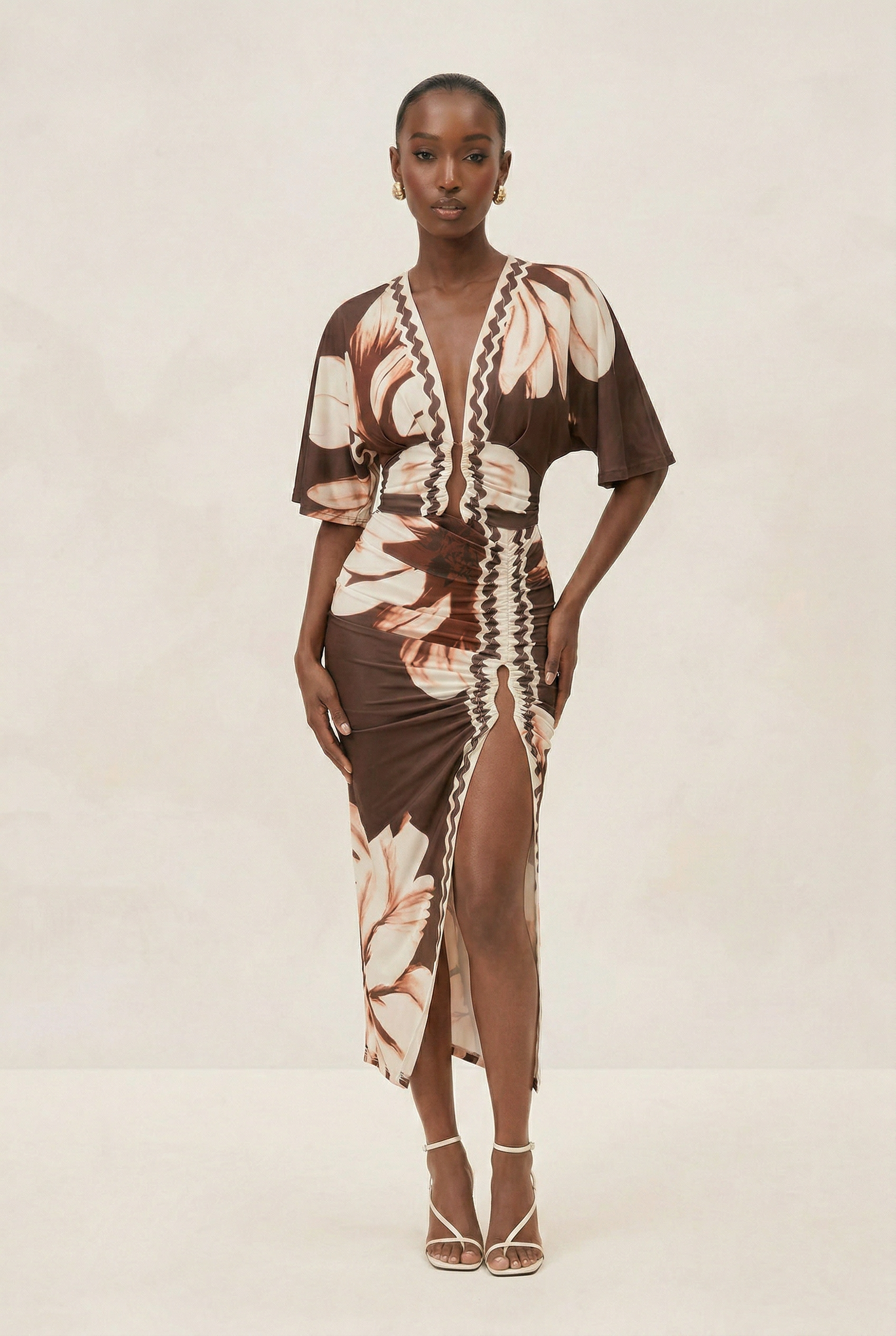 COASTAL SIREN MIDI SKIRT SET (BROWN)