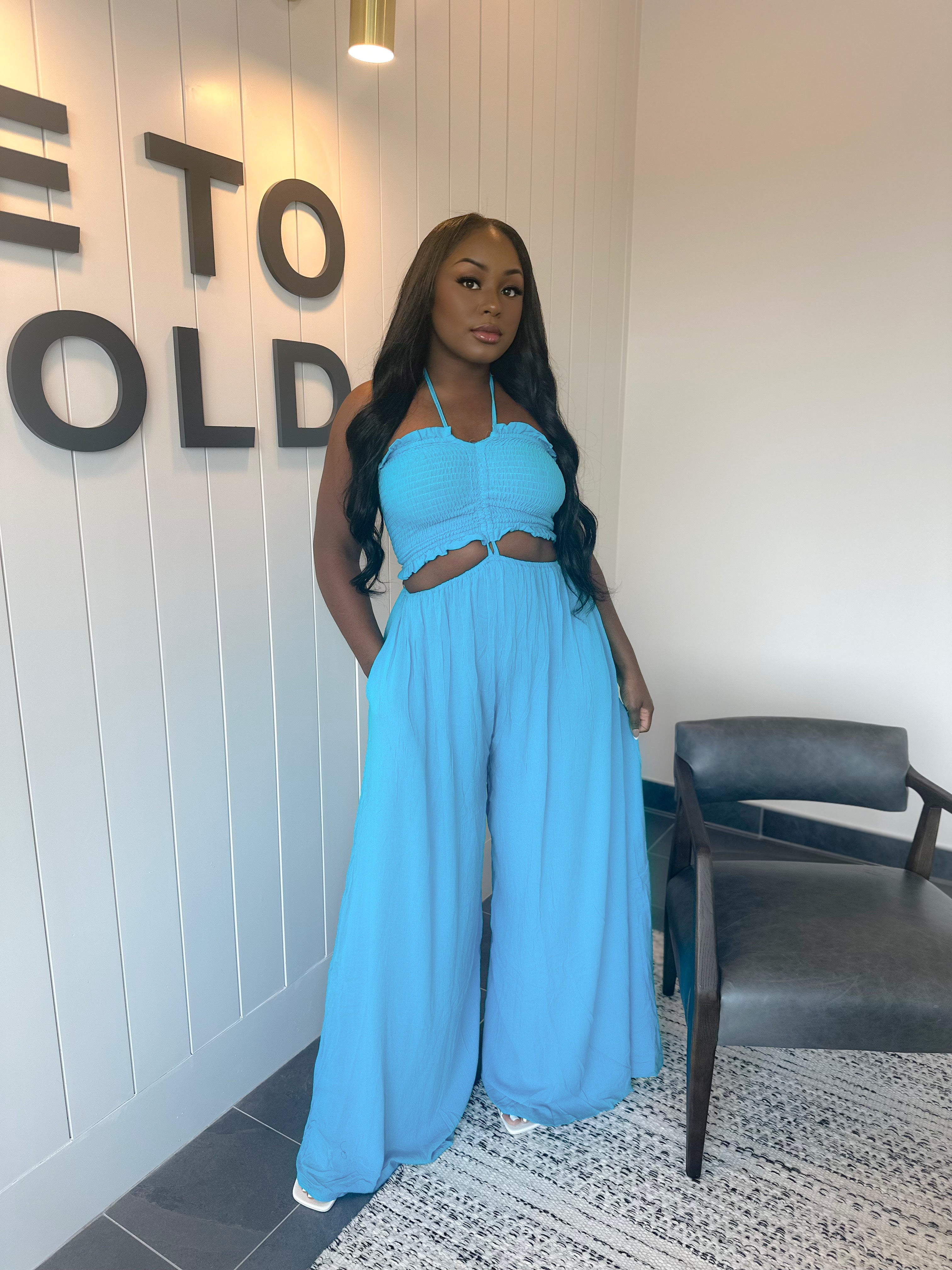 MEET ME IN MYNOKOS MAXI JUMPSUIT (TURQUOISE)
