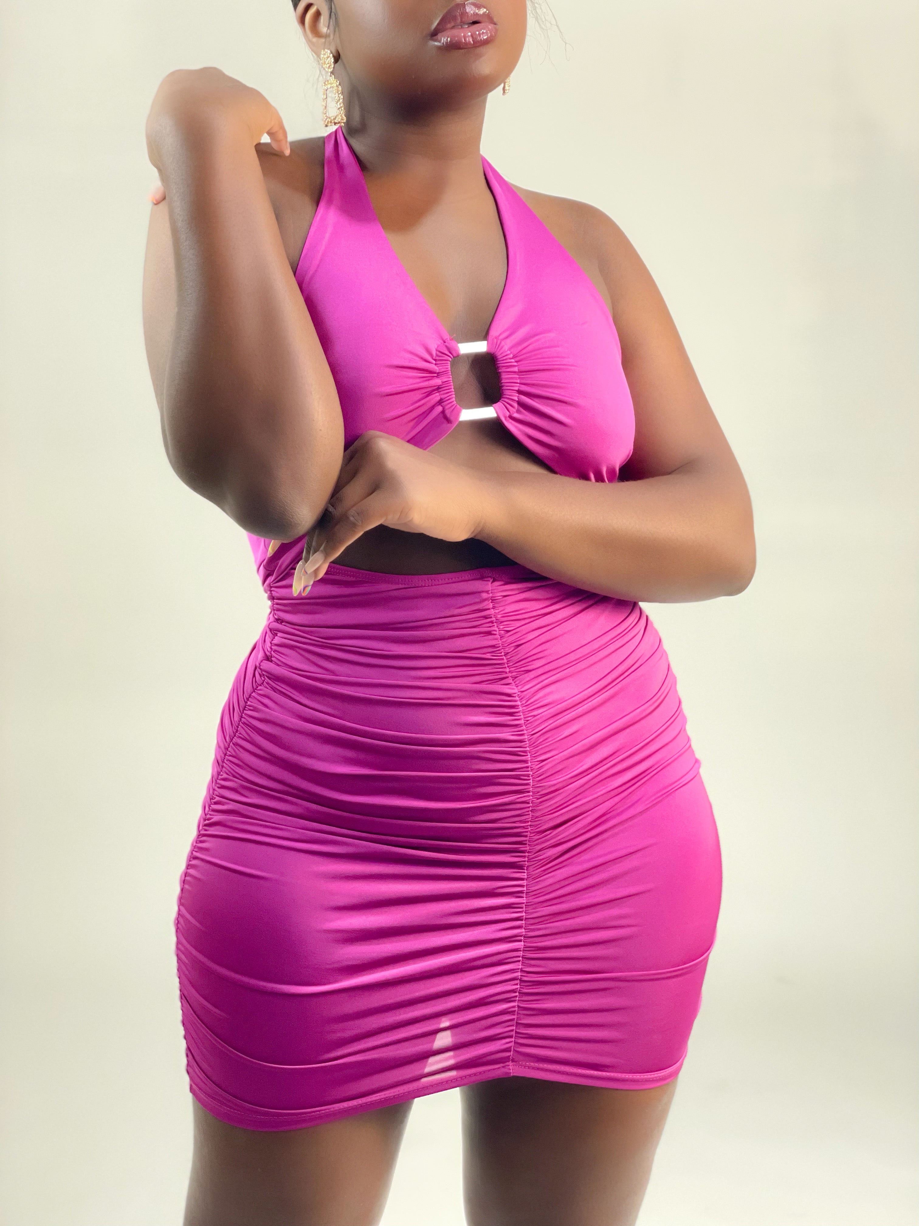 AIRY DREAMS CUTOUT MINI DRESS (MAGENTA) (FINAL SALE).