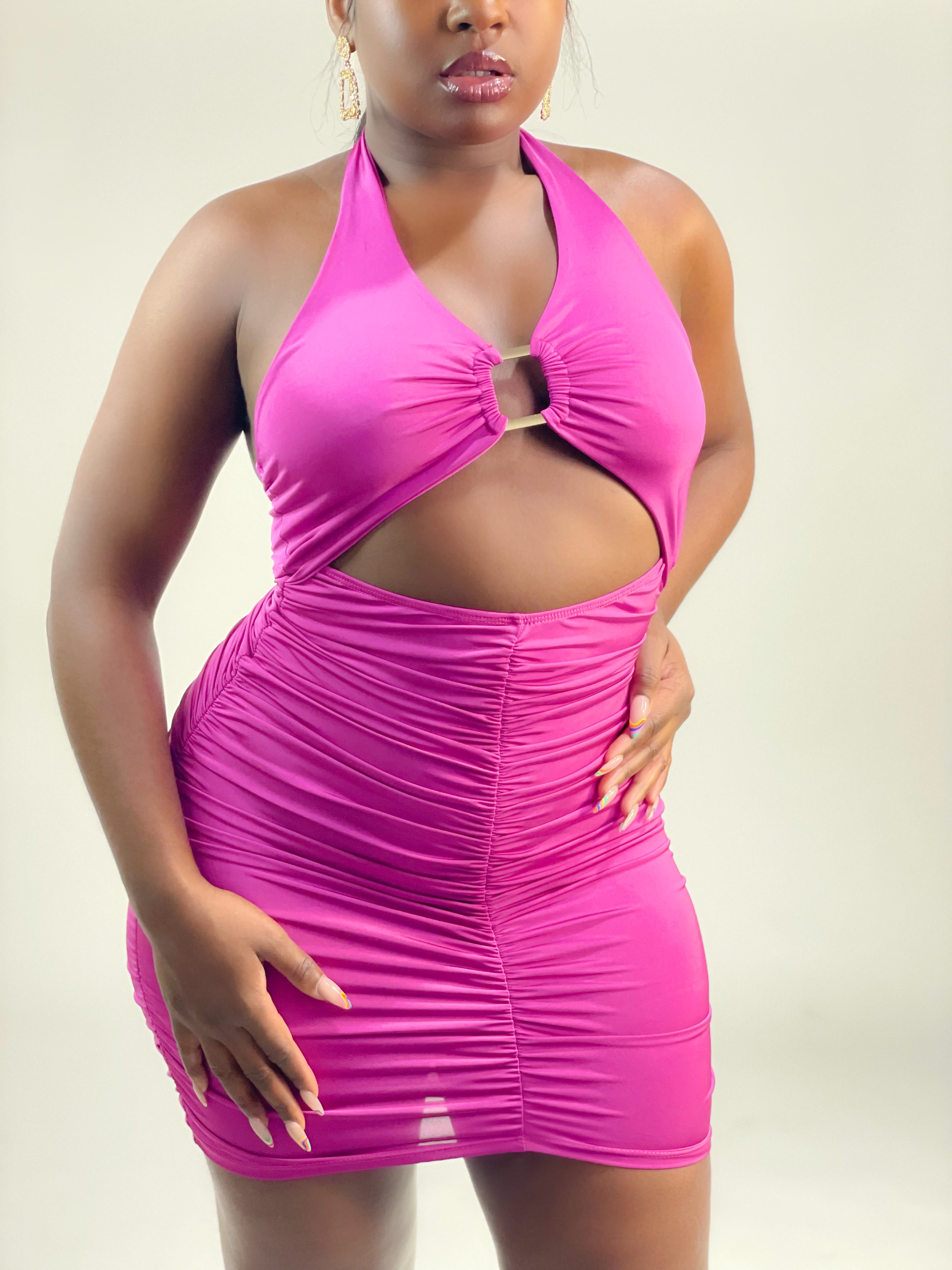 AIRY DREAMS CUTOUT MINI DRESS (MAGENTA) (FINAL SALE).
