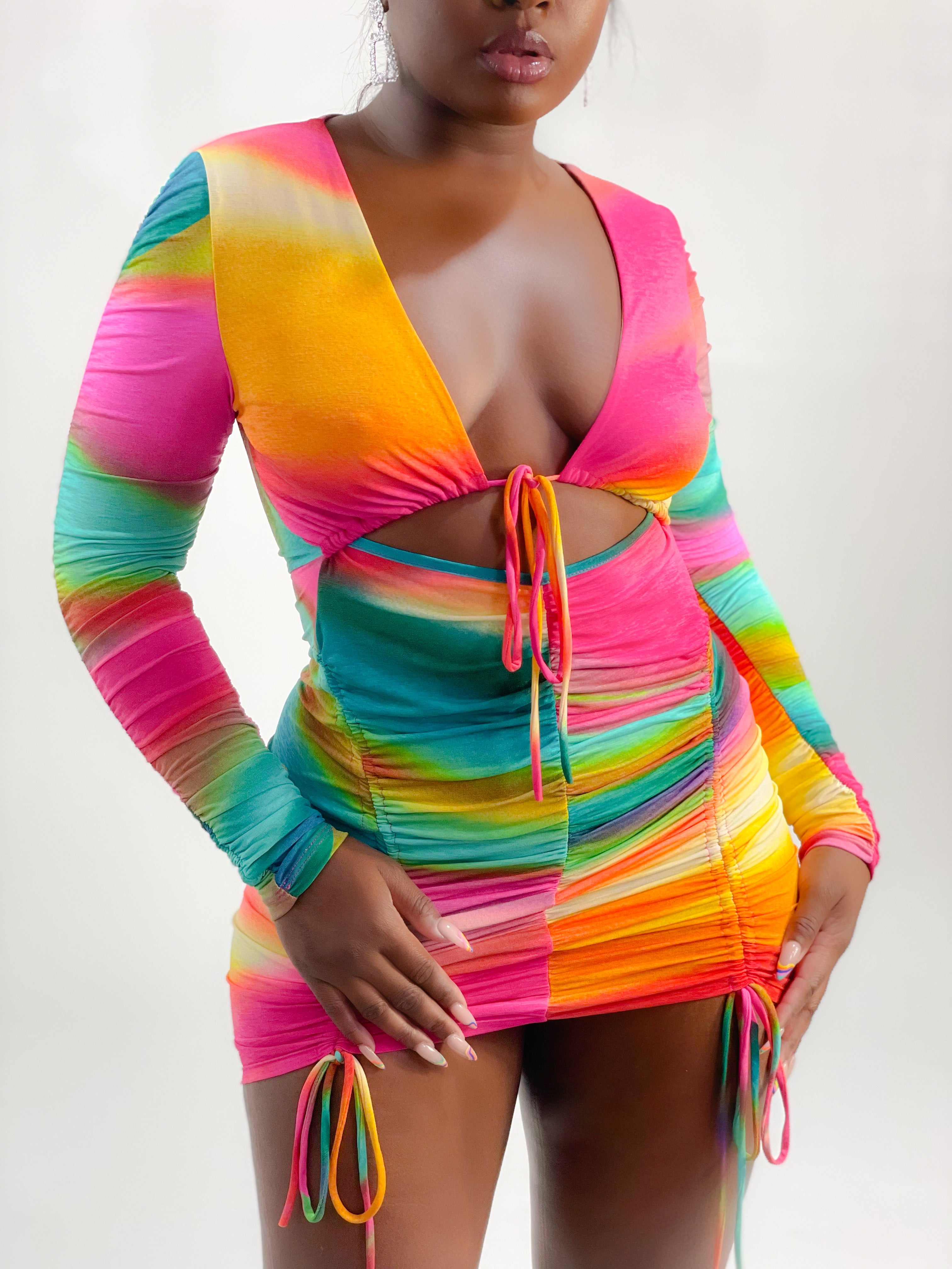 IN A MILLION CUTOUT MULTI MINI DRESS (PINK) (FINAL SALE).