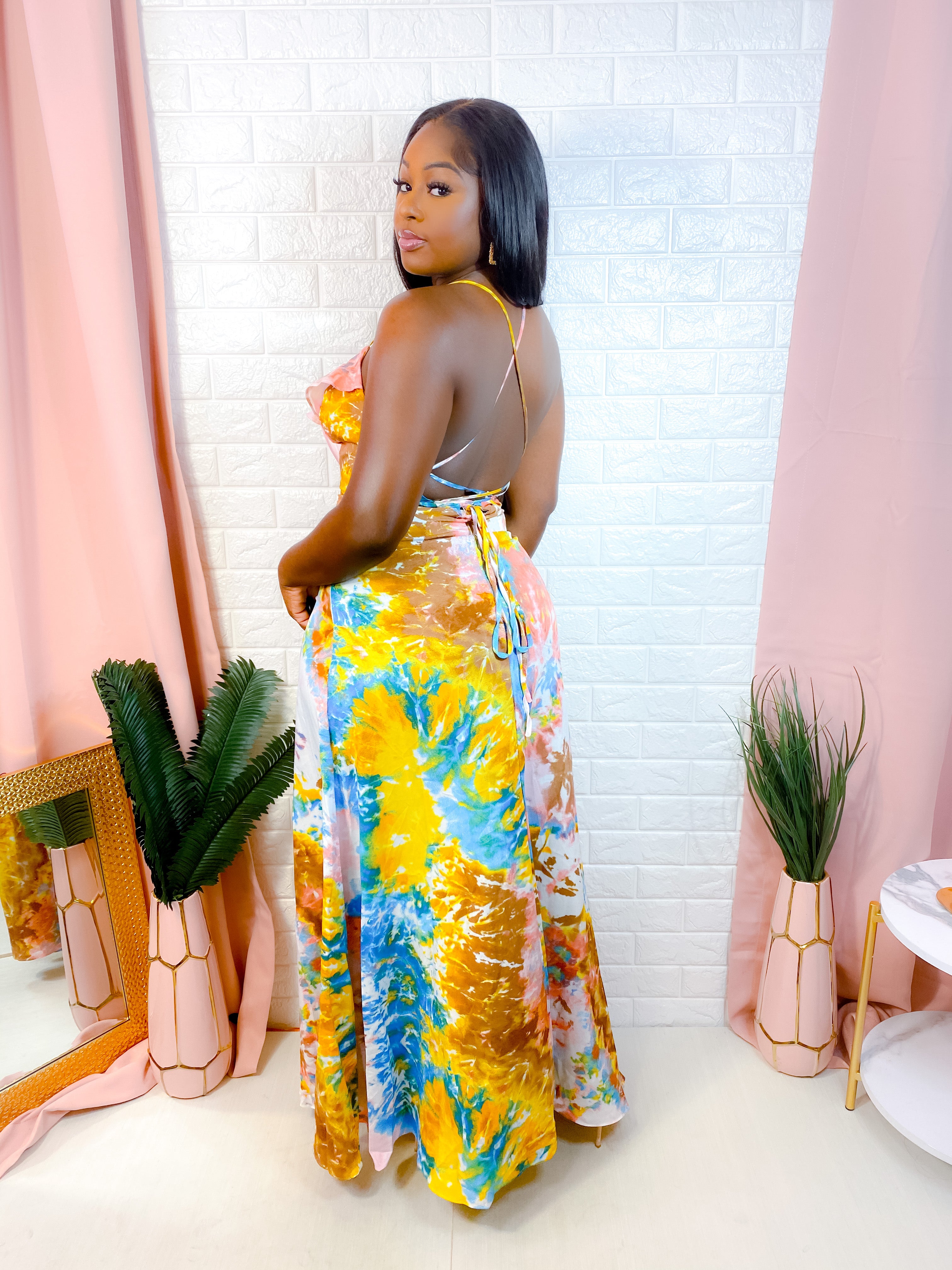 SEYCHELLES SUNSETS SLIT MAXI DRESS (FINAL SALE)