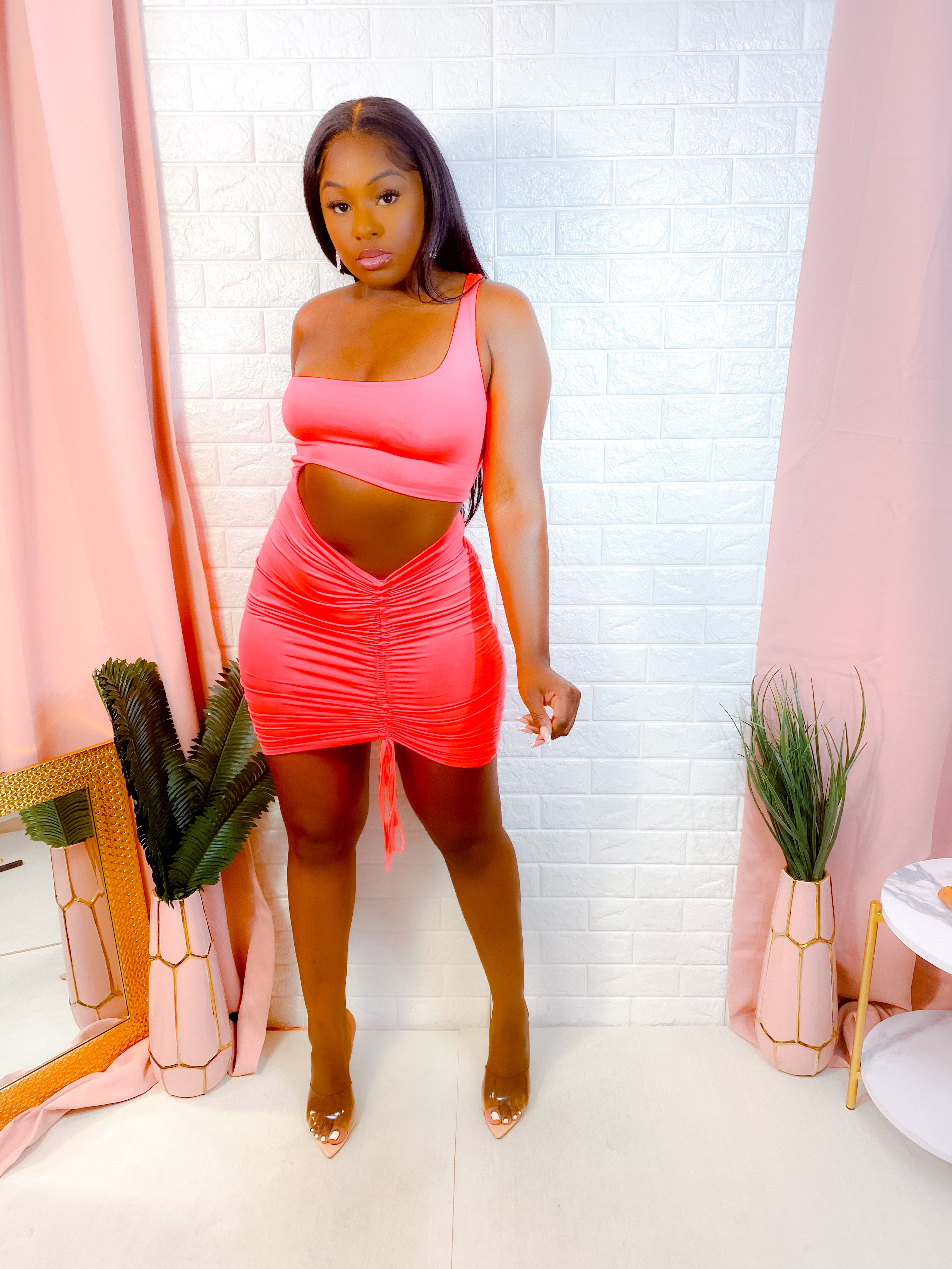 HEARTBREAKER CUTOUT MINI DRESS (PINK) (FINAL SALE).
