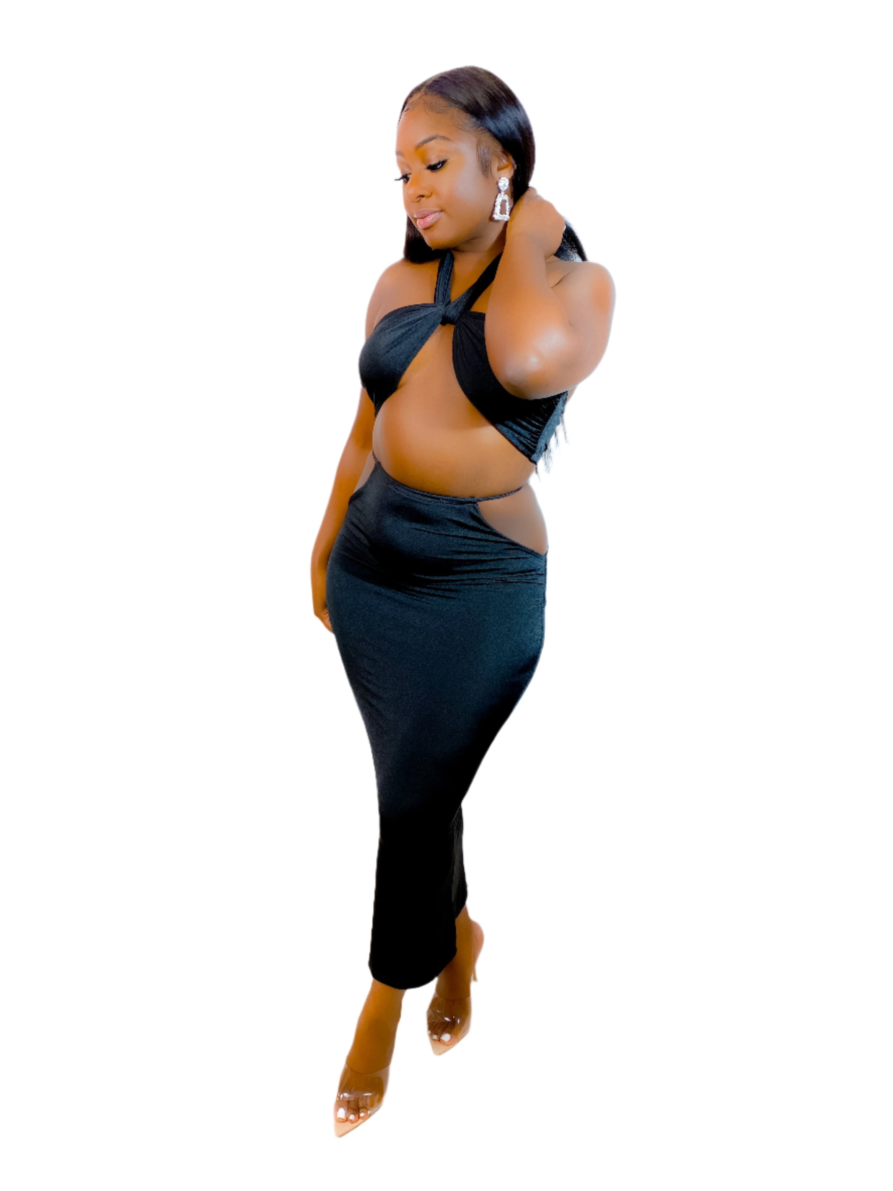 MY TYPE CUTOUT SKIRT SET (BLACK) (FINAL SALE).