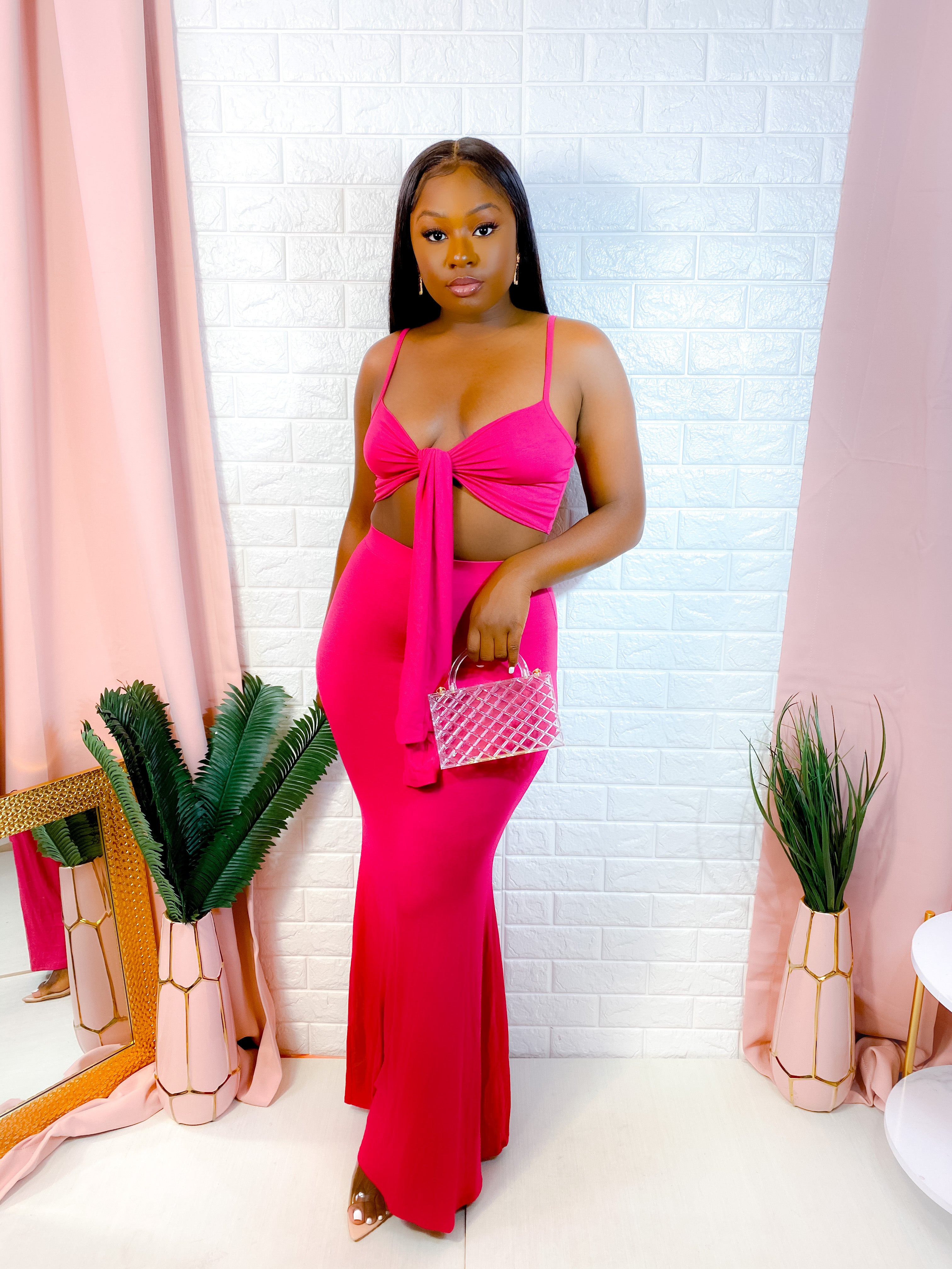 VACATION MODE SKIRT SET (FUCHSIA) (FINAL SALE).