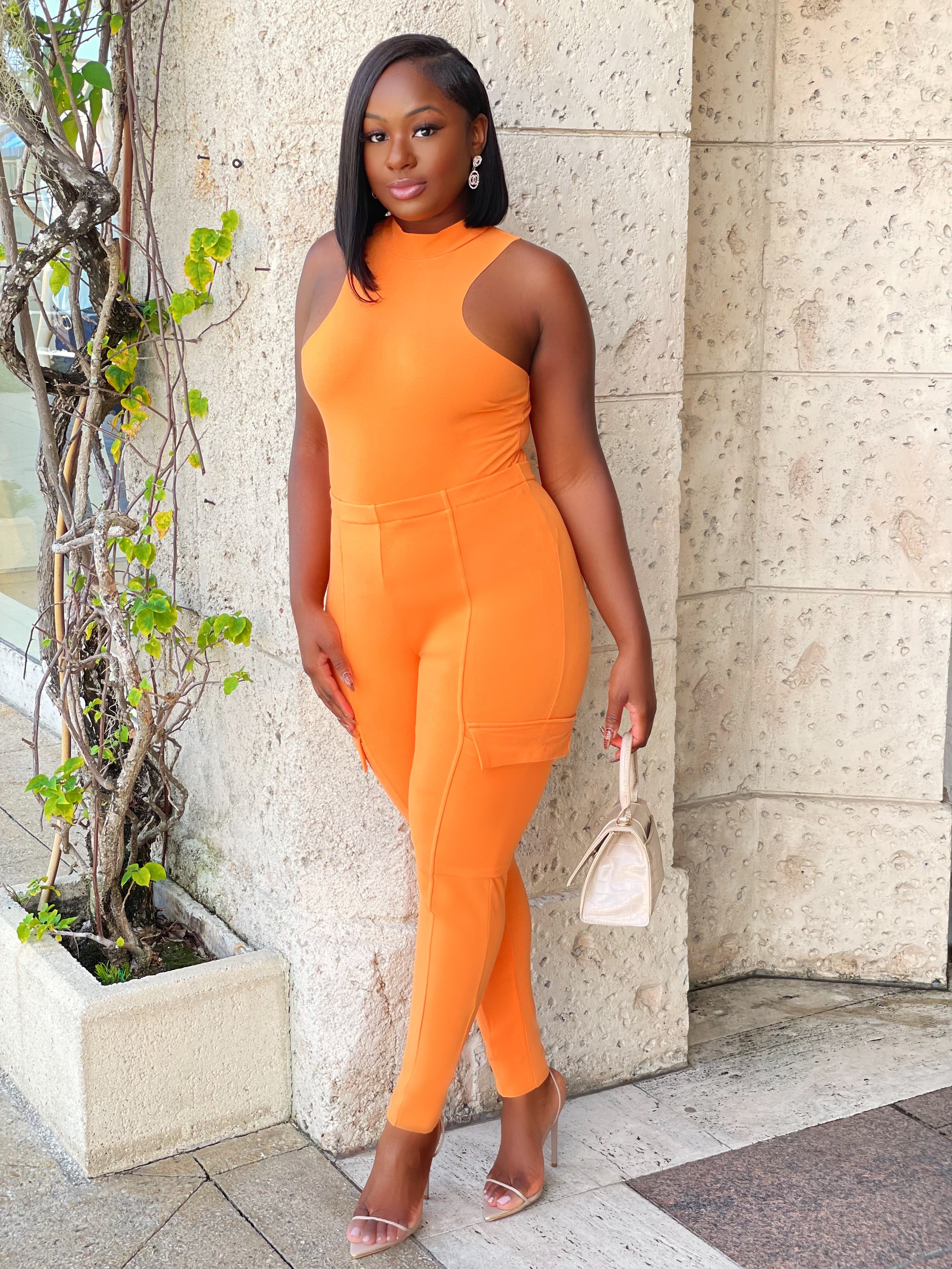 SHOW OFF JERSEY PANTS SET (ORANGE) (FINAL SALE).