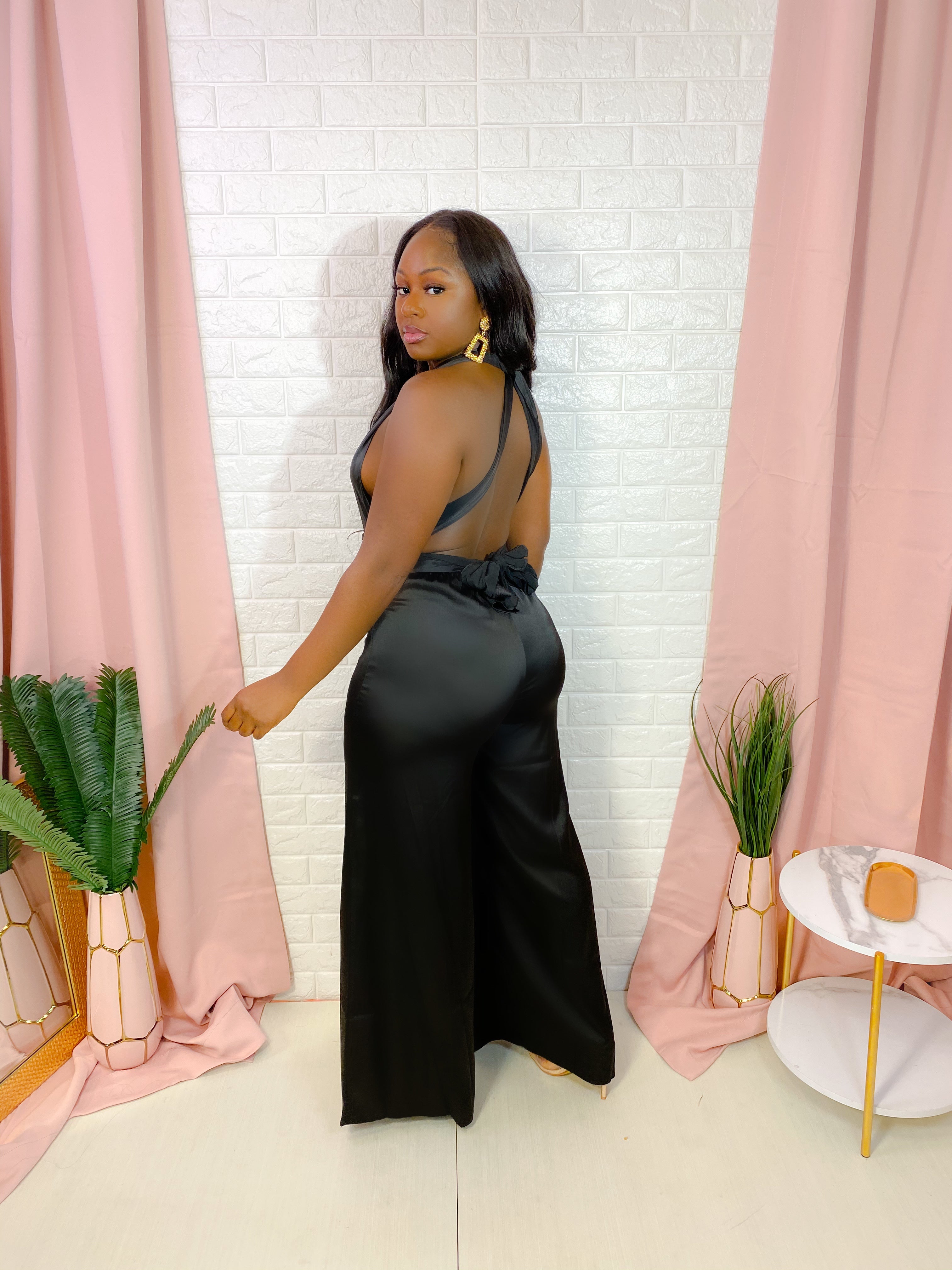 LUXE SATIN BACKLESS JUMPSUIT (BLACK) (FINAL SALE)