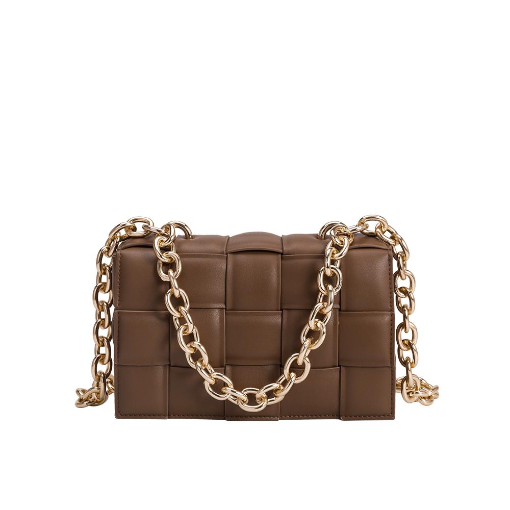 IN THE CITY VEGAN LEATHER SHOULDER BAG (BROWN).