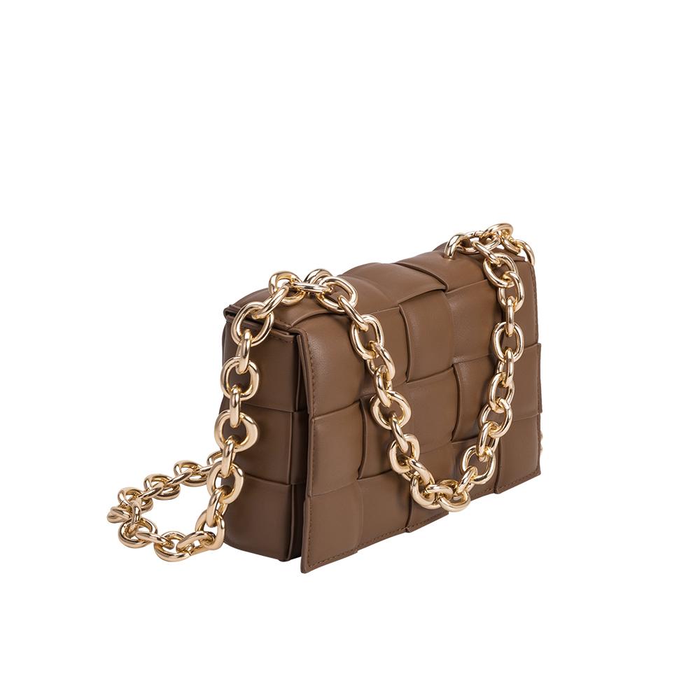 IN THE CITY VEGAN LEATHER SHOULDER BAG (BROWN).