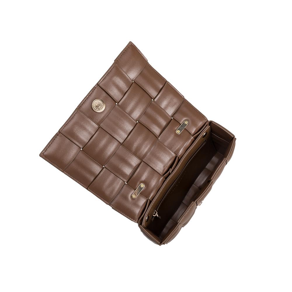IN THE CITY VEGAN LEATHER SHOULDER BAG (BROWN).
