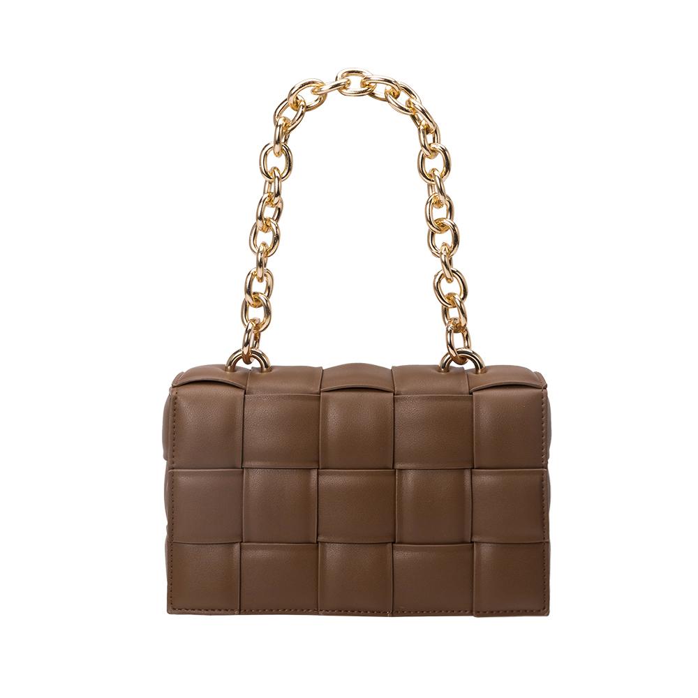 IN THE CITY VEGAN LEATHER SHOULDER BAG (BROWN).