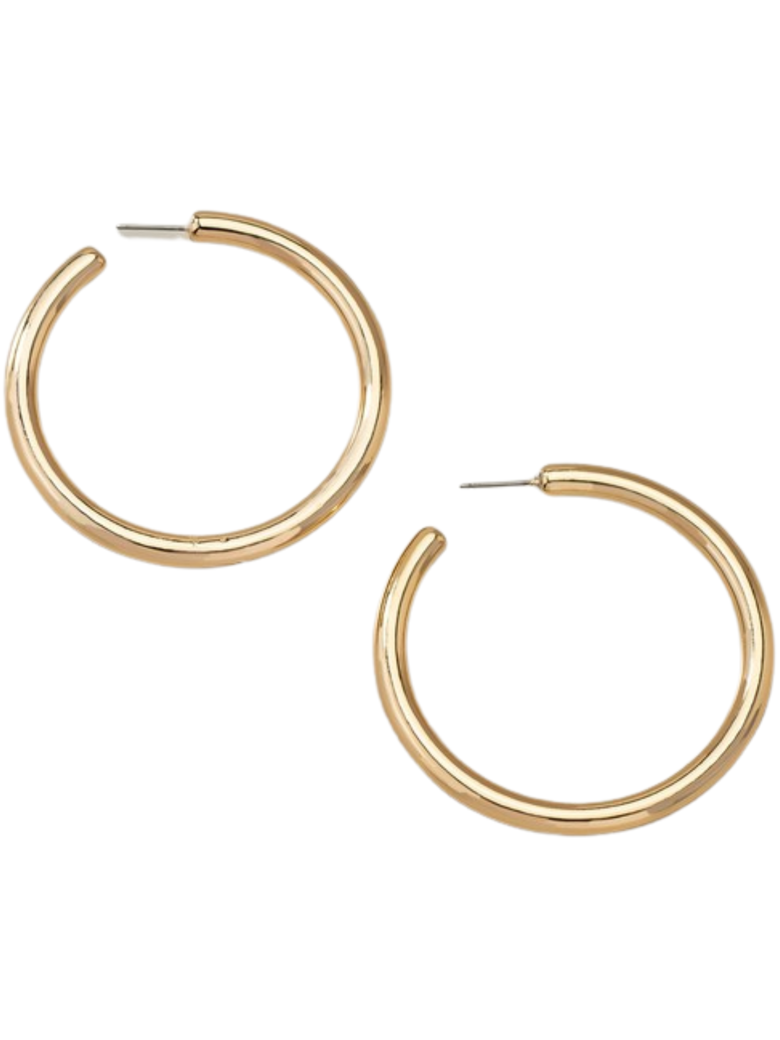GOLD TUBE HOOP EARRINGS.