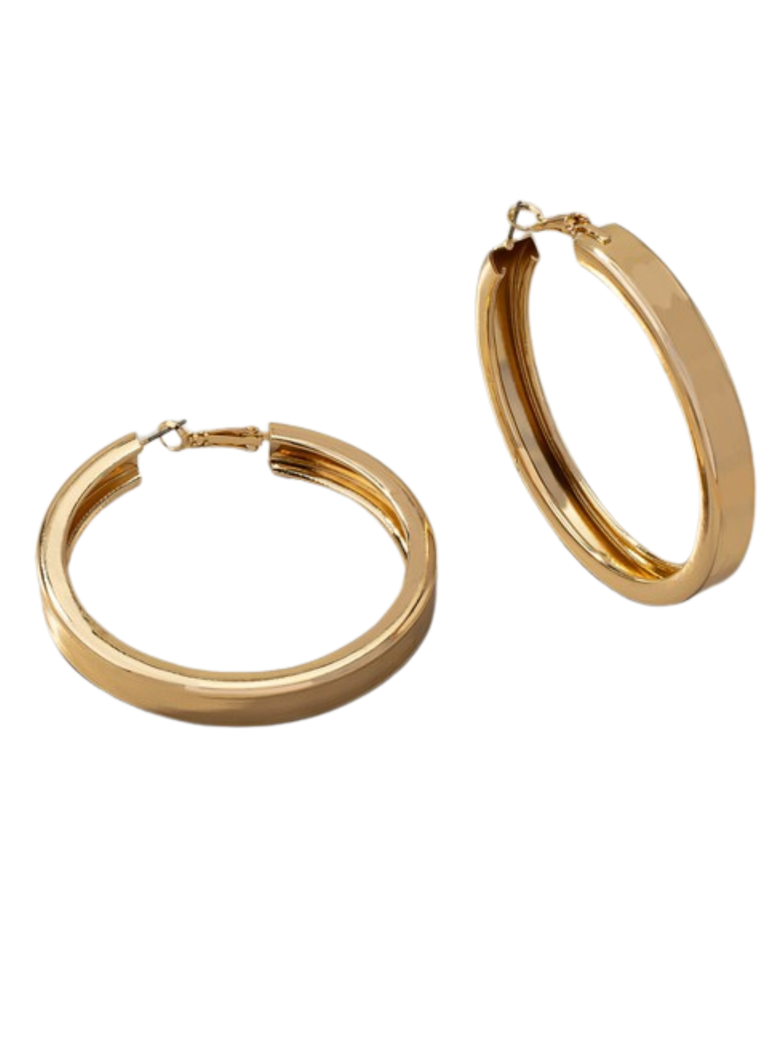 GOLD LARGE HOOP EARRINGS.