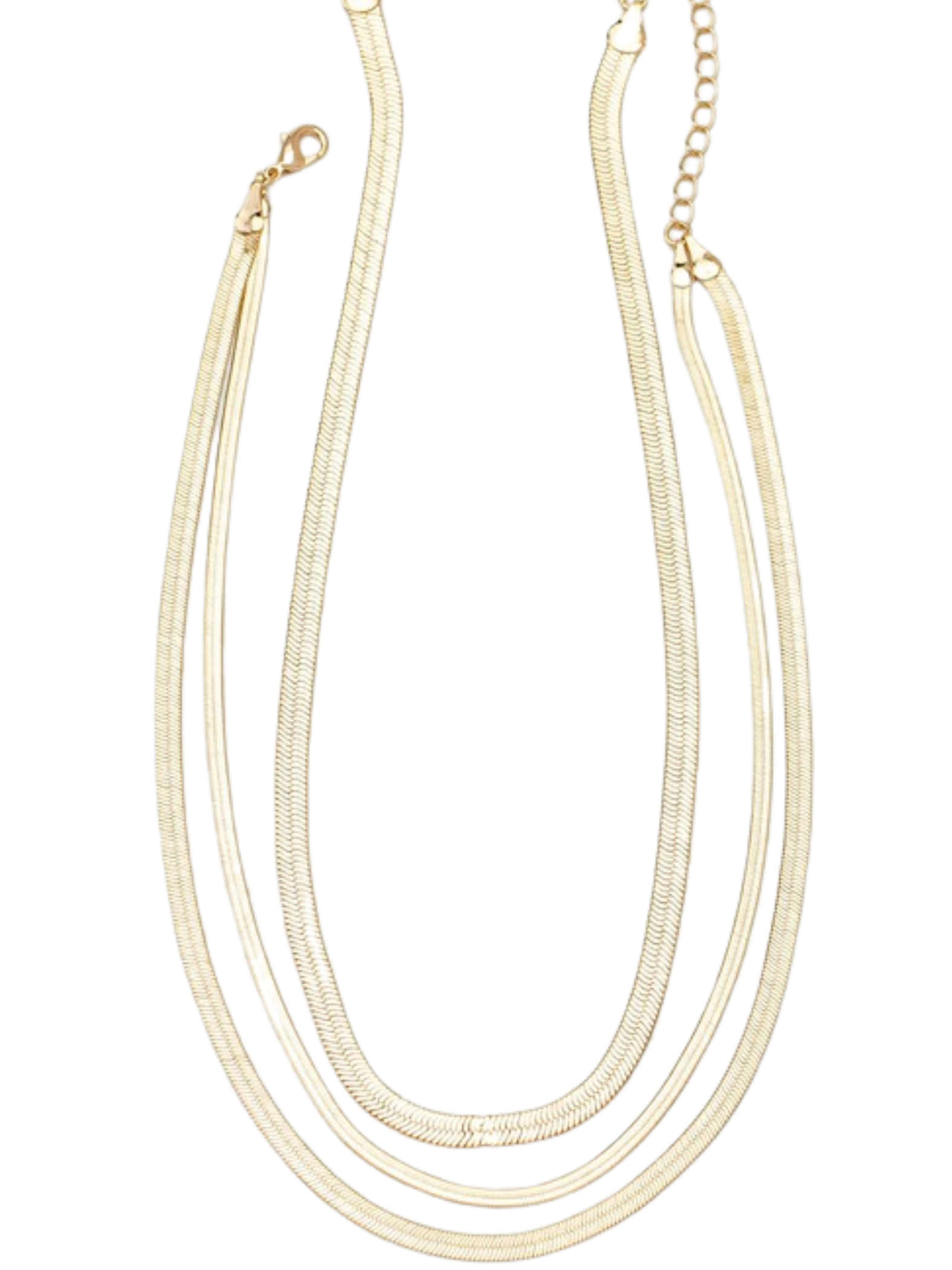 GOLD TRIPLE HERRINGBONE NECKLACE.