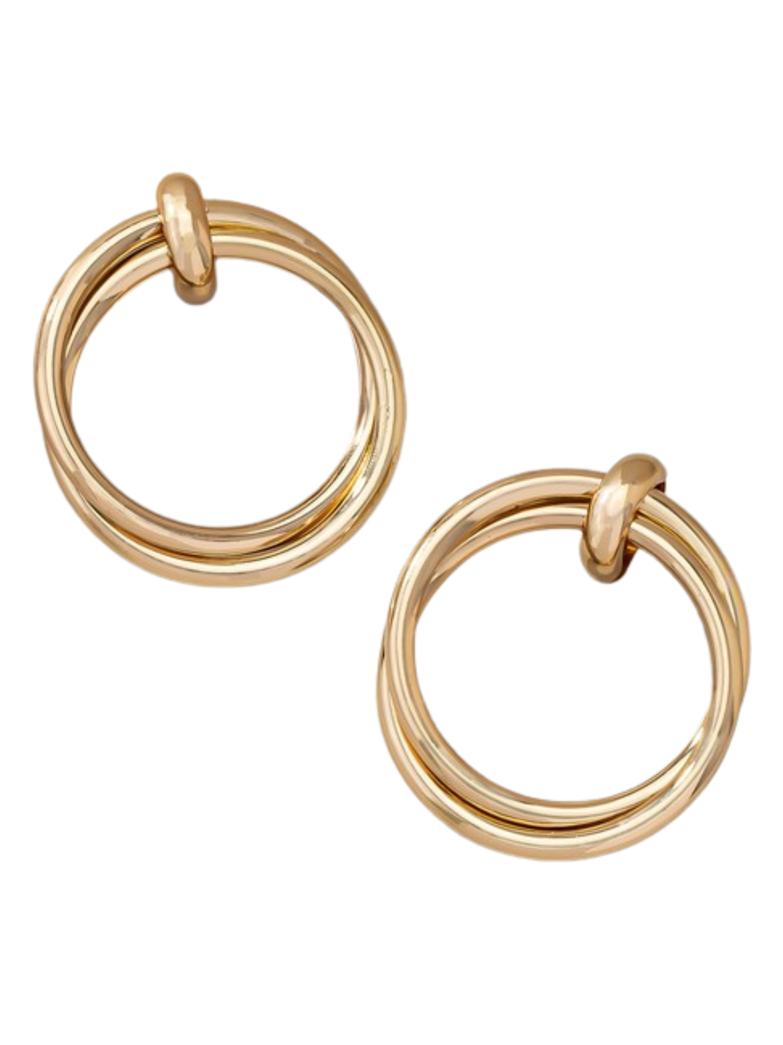 GOLD DOUBLE TUBE HOOP EARRINGS.