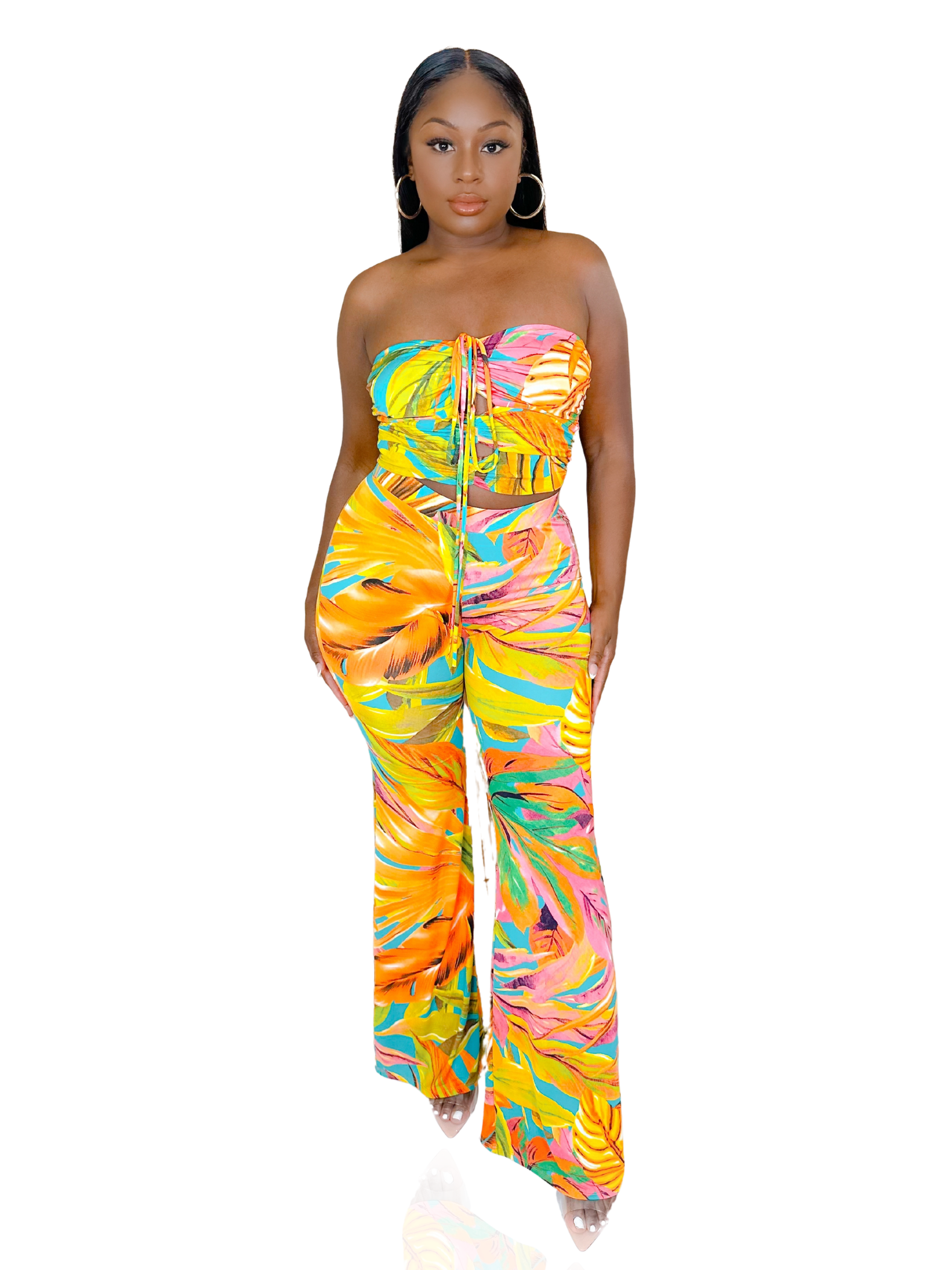 HIBISCUS ISLAND PRINTED PANTS SET (MULTI).