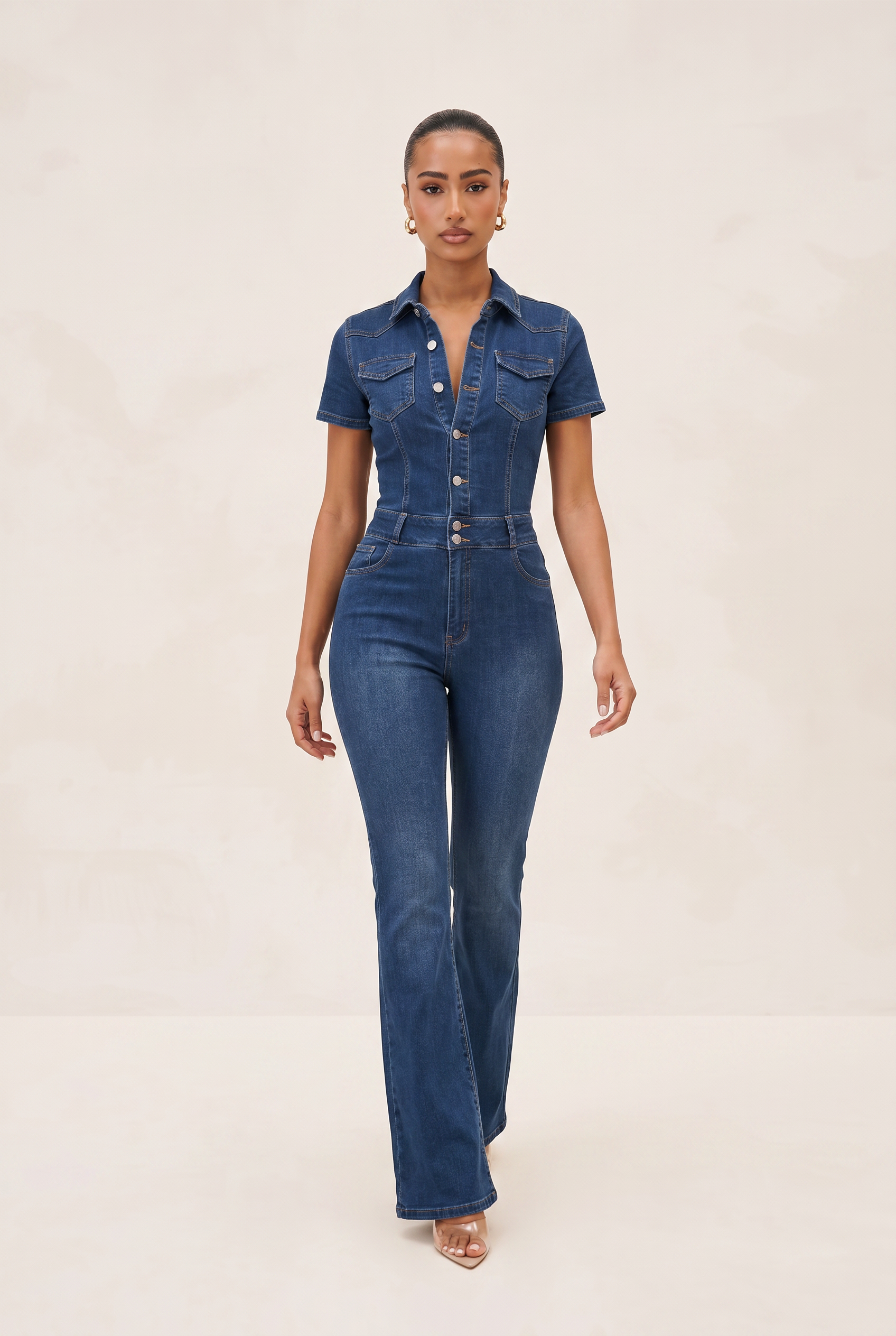 VERSATILE BOOTCUT DENIM JUMPSUIT