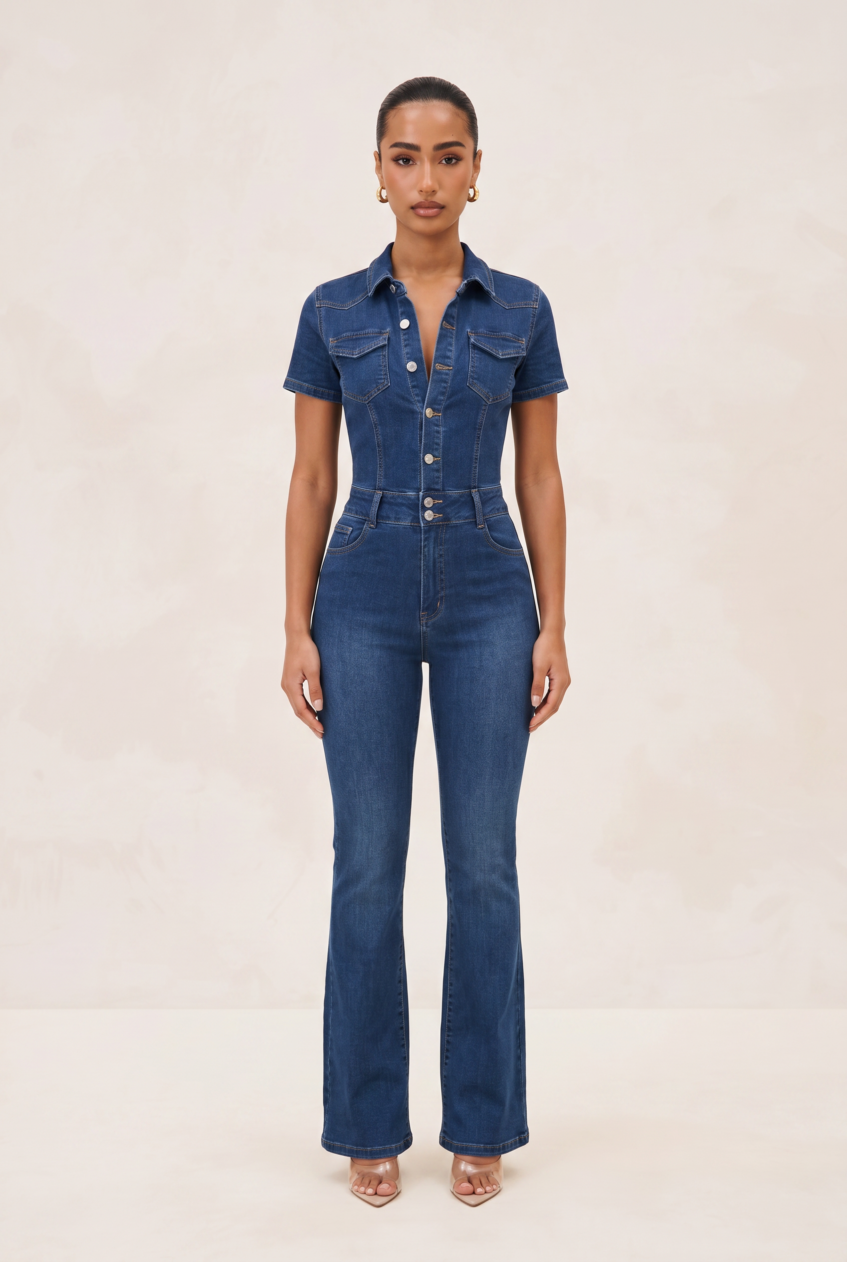 VERSATILE BOOTCUT DENIM JUMPSUIT