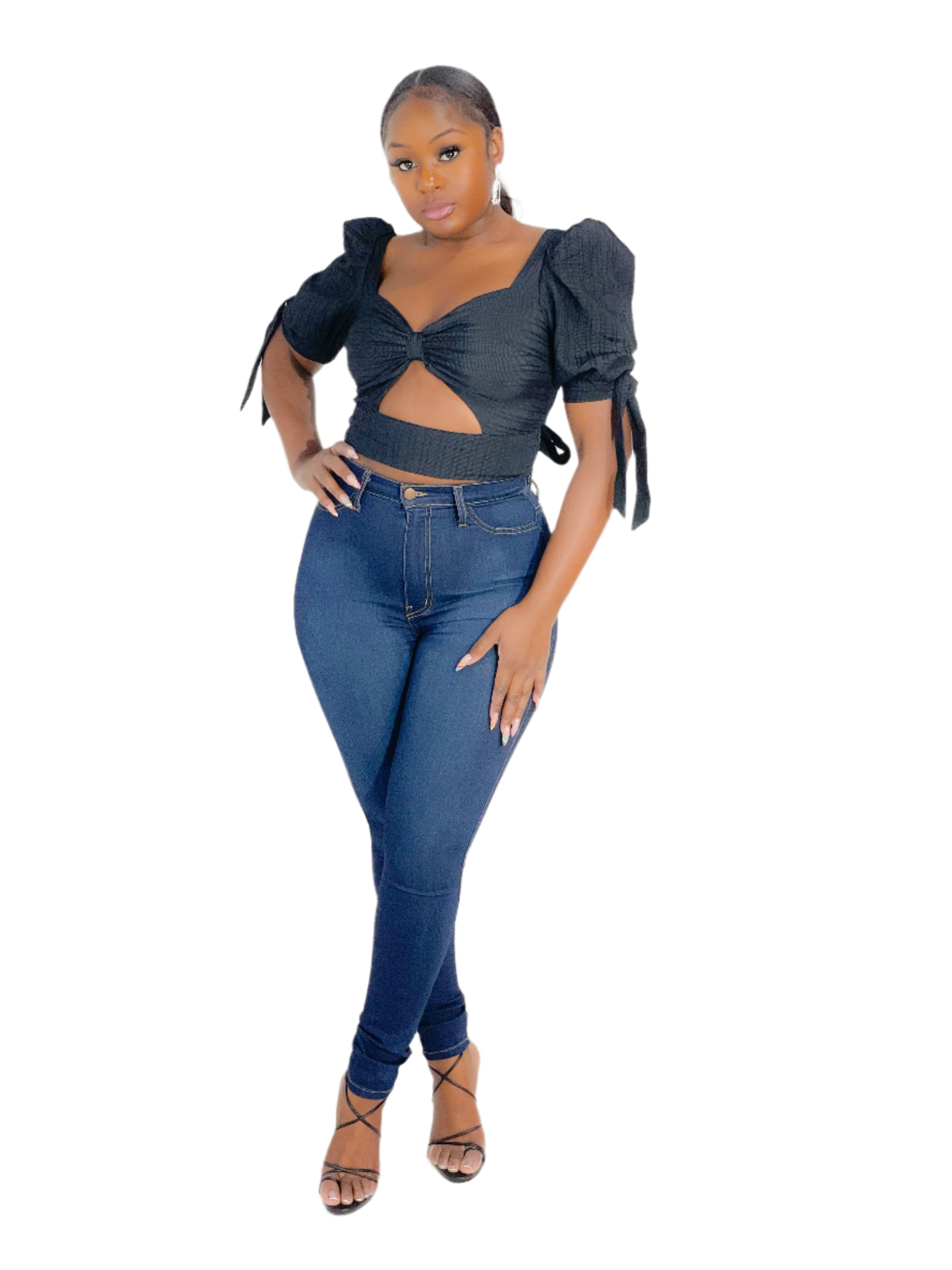 BACK AND BETTER WOVEN CROP TOP (BLACK) (FINAL SALE).