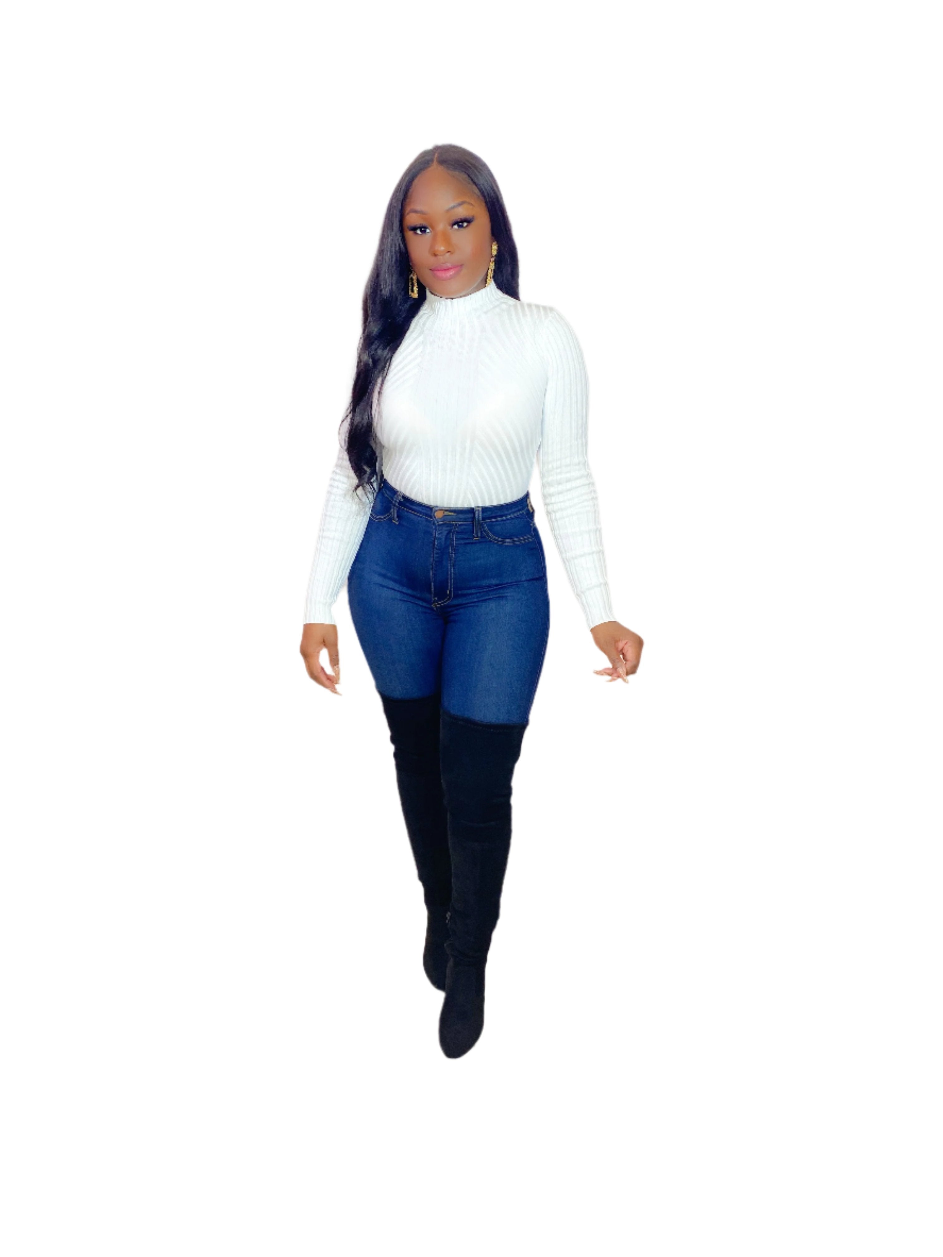 JUST BECAUSE MOCKNECK BODYSUIT (WHITE) (FINAL SALE)