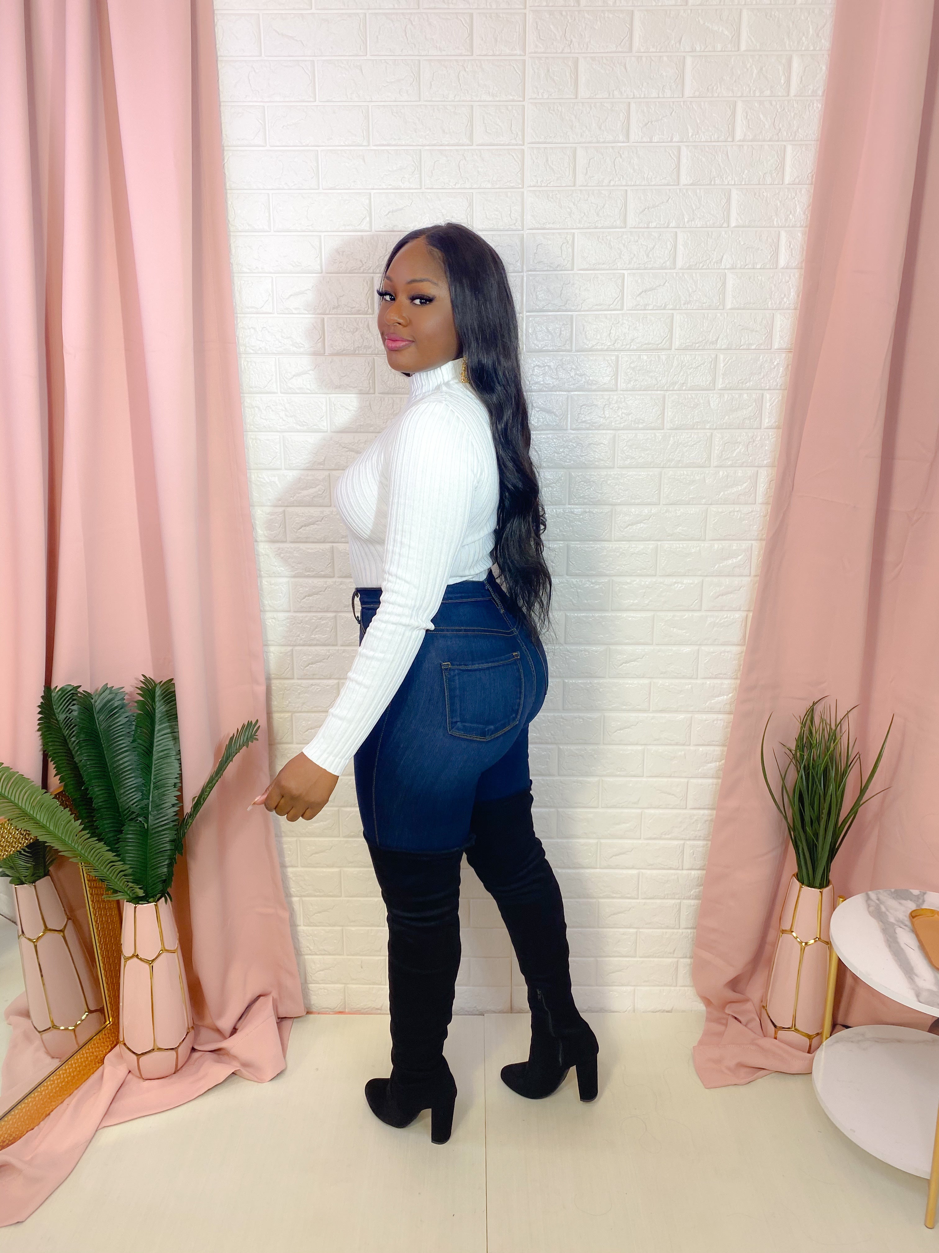 JUST BECAUSE MOCKNECK BODYSUIT (WHITE) (FINAL SALE).