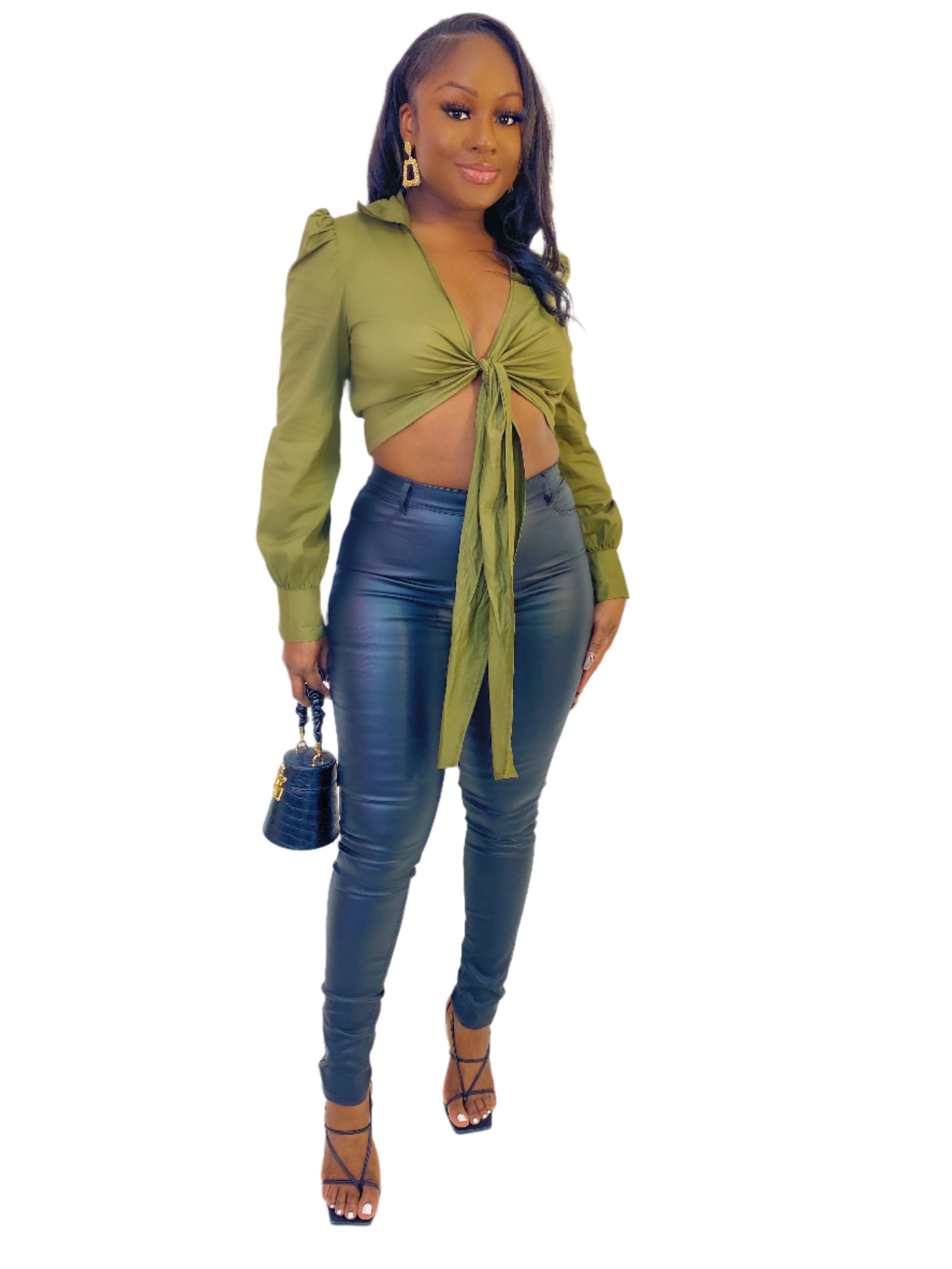 TAKE NOTES POPLIN CROP SHIRT (FINAL SALE).