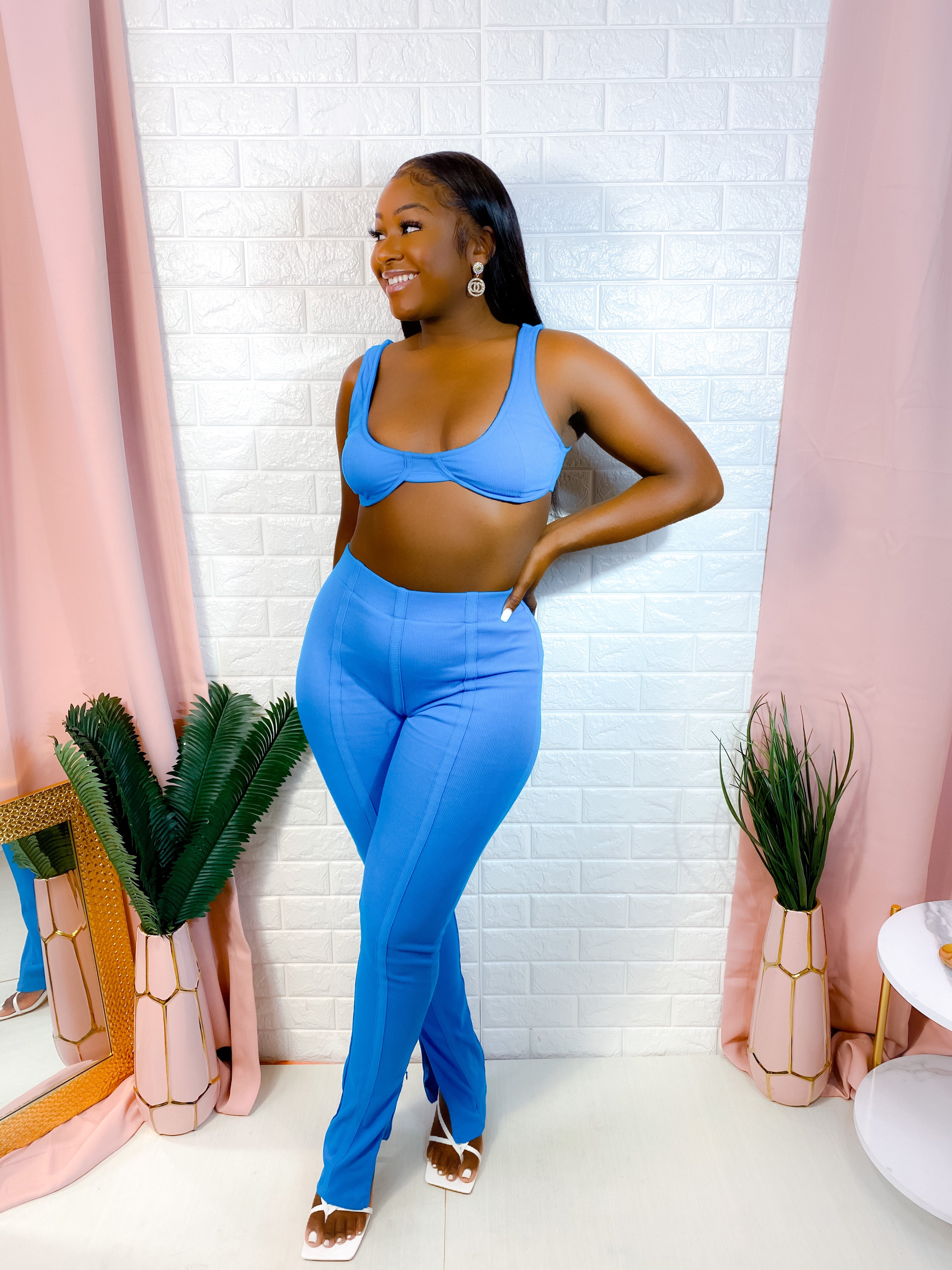 GOING PLACES PANTS SET (TEAL) (FINAL SALE).
