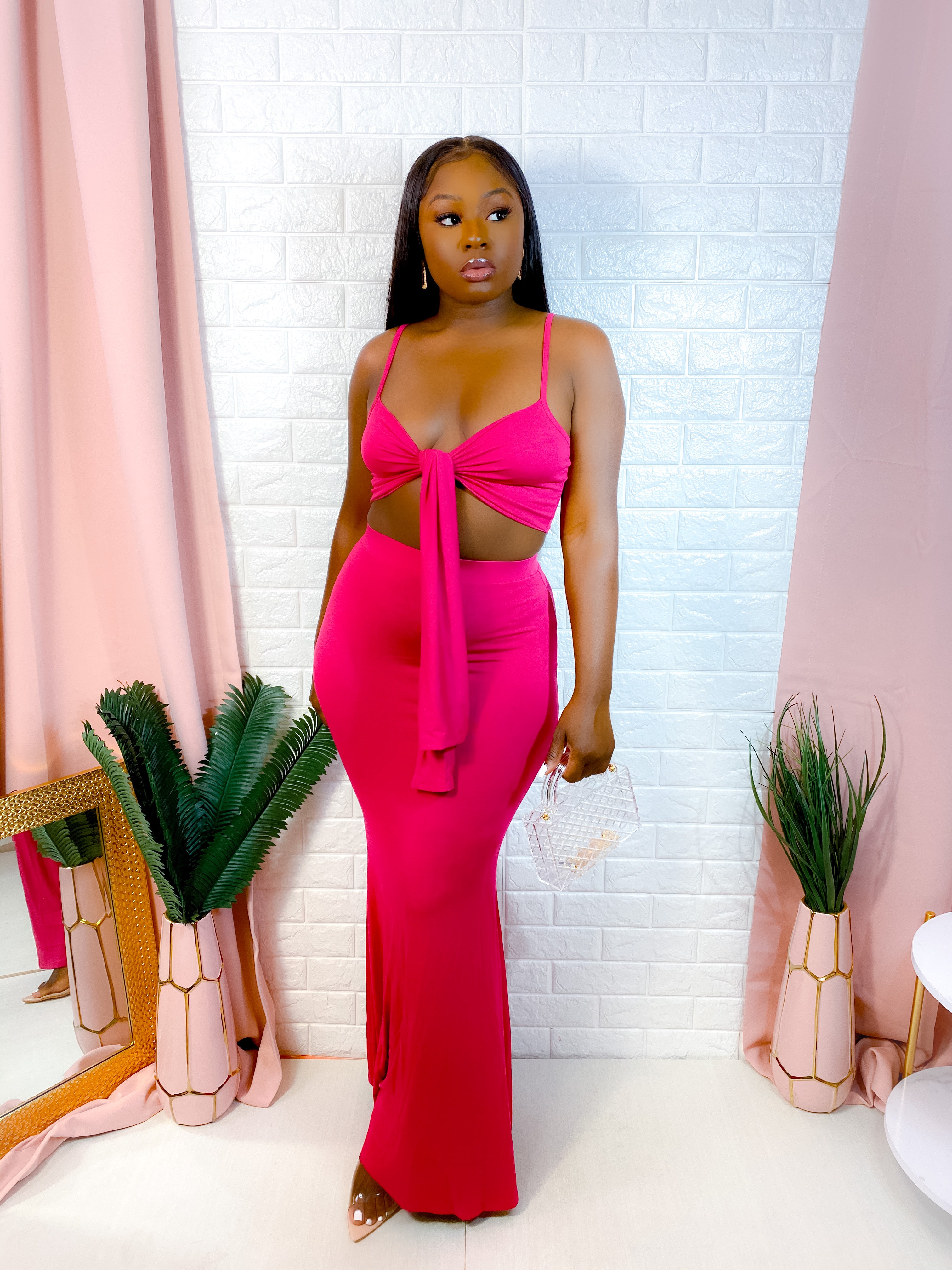 VACATION MODE SKIRT SET (FUCHSIA) (FINAL SALE).