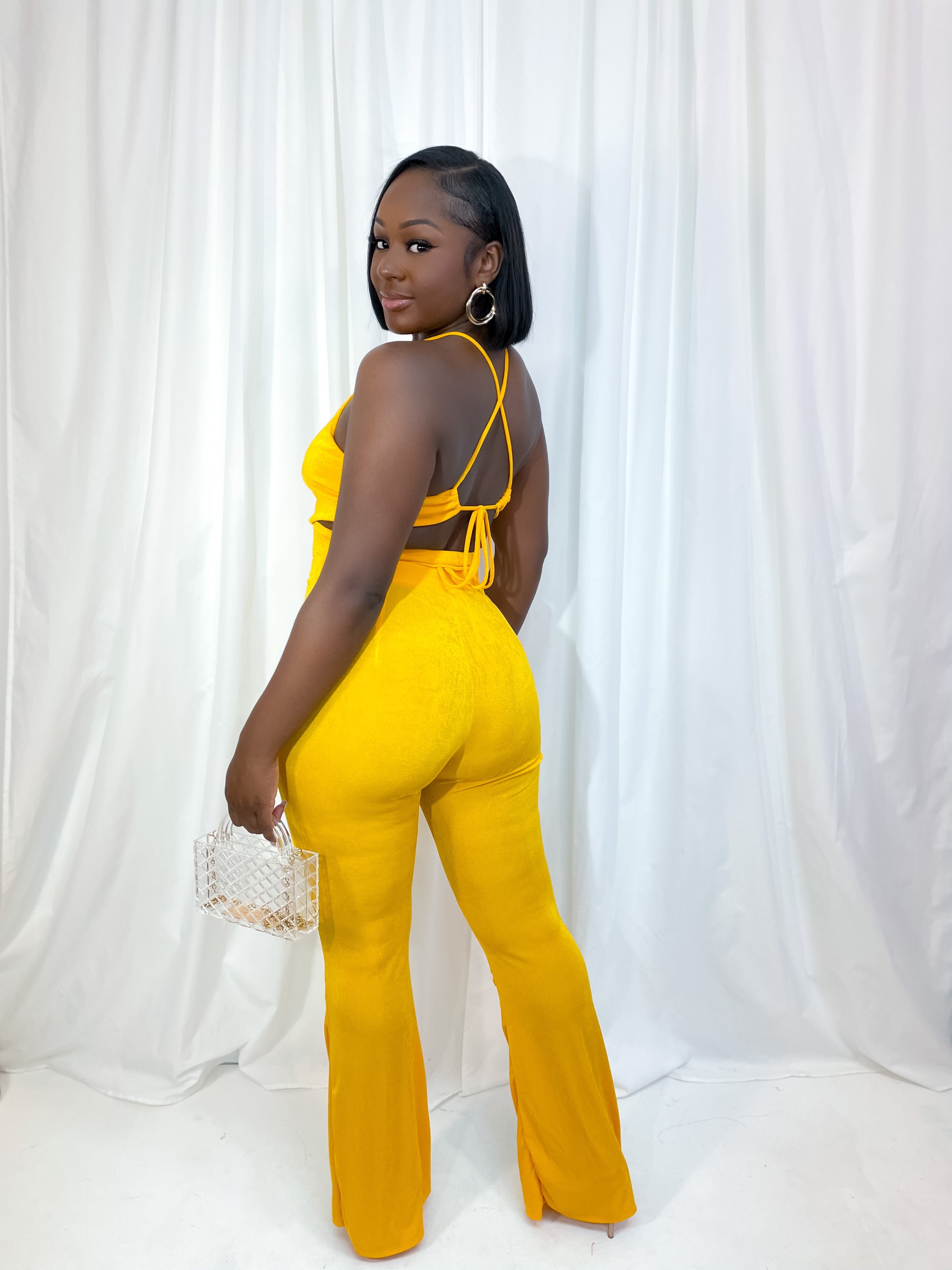 BOLDEST MOVE HALTER PANTS SET (YELLOW) (FINAL SALE).